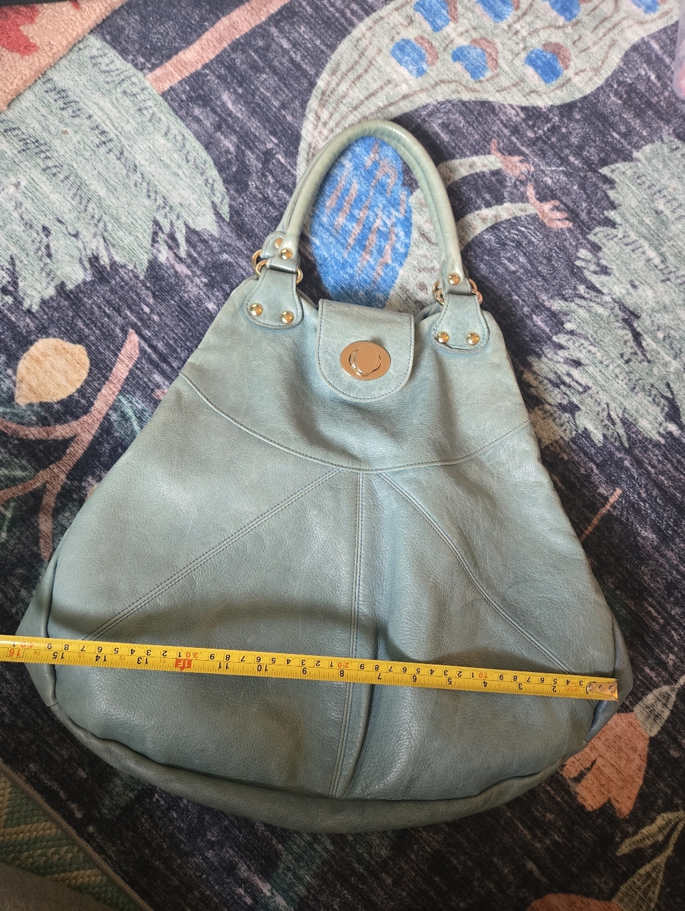 Vintage Y2K Foley + Corinna Teal Green Leather Hobo Shoulder RE Balenciaga City - Picture 12 of 17